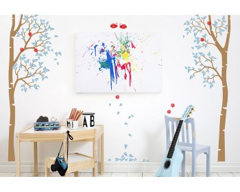 Nursery autumn birch tree wall decal with ladybugs  Nursery autumn birch tree wall decal with ladybugs